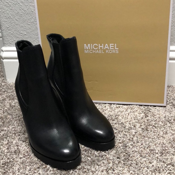 michael kors thea wedge booties